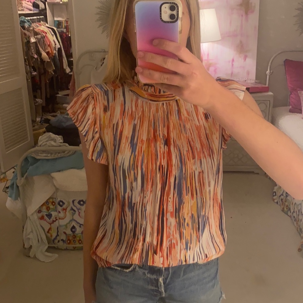 THML Multicolor Ruffle Sleeve Top - Picture 2 of 8